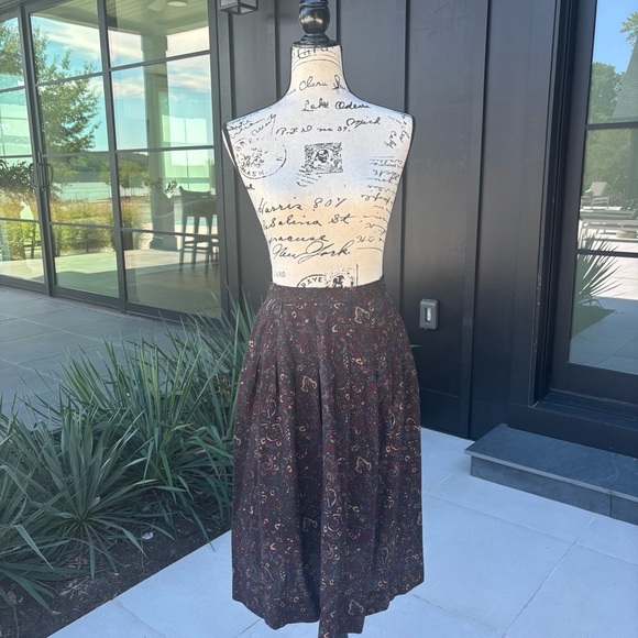 Vintage Wool Blend Paisley Midi Skirt | Union Made in USA | Size 7/ - Picture 1 of 4